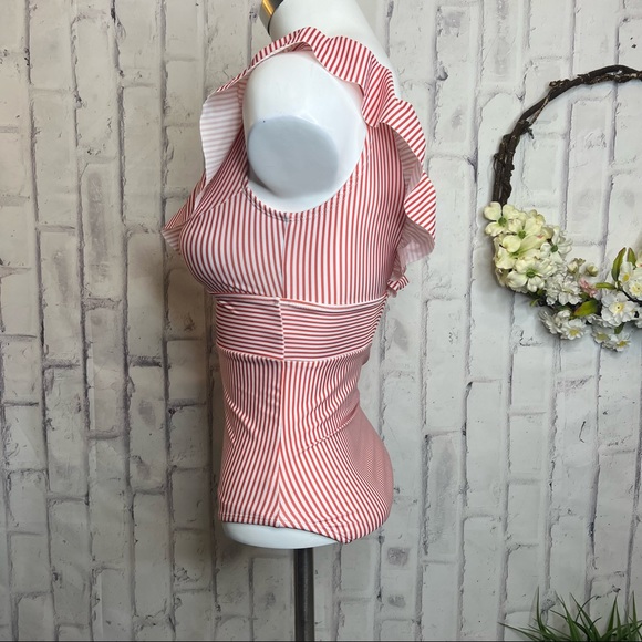 AAVA ONE PIECE RUFFLE Candy Striped SWIM SUIT - Picture 5 of 8